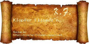 Klopfer Filomén névjegykártya